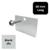 Eindschotje 60 mm – laag – blank aluminium – inclusief RVS schroef
