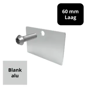 Eindschotje 60 mm – laag – blank aluminium – inclusief RVS schroef
