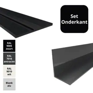 Profielset Onderzijde dakbeglazing 58 mm – Oplegrubber + L-profiel 40×30