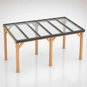Veranda vrijstaand met glazen dak – Douglas Duplo hout – Compleet bouwpakket