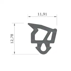 Beglazingsrubber EPDM 6 mm tbv afdekprofiel - technische tekening - 103.23.0087