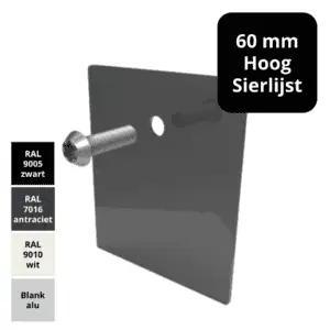 Eindschotje 60 mm sierlijst – hoog – RAL gecoat – inclusief RVS schroef
