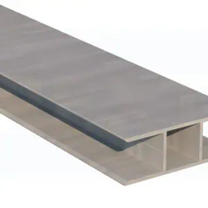 H-profiel aluminium 16 mm - koker 20x20 met dubbele flens