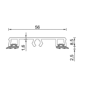 Alternative view of Afdekprofiel Midden 58mm-pext met 2.5mm glasrubber