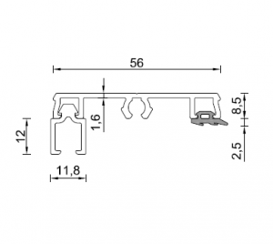 Alternative view of 10mm Vullat met koppelgroef voor zij- of bovenkant - aluminium