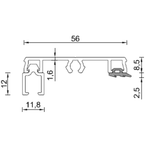 Alternative view of 10mm Vullat met koppelgroef voor zij- of bovenkant - aluminium