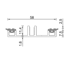 Alternative view of Onderprofiel 58mm - Midden Brut aluminium ongecoat