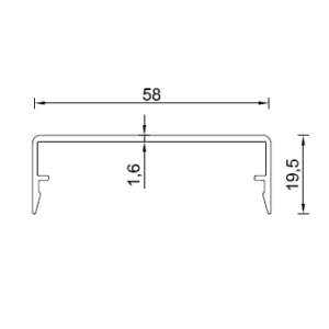 Alternative view of Midden Sier Kliklijst 60mm tbv Pext afdekprofiel Alu Brut - RAL 9005, RAL 9010, RAL 7016