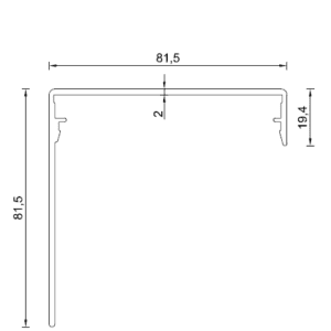 Alternative view of Zij- of Bovenkant Sier Kliklijst 82mm met lange lip voor afdekprofiel. zwart, antraciet of wit