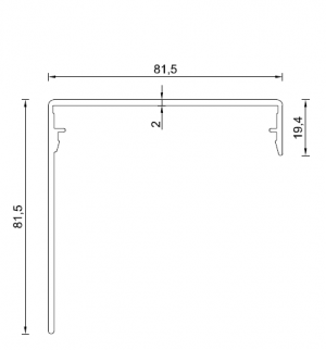 Alternative view of Zij- of Bovenkant Sier Kliklijst 82mm met lange lip voor afdekprofiel. zwart, antraciet of wit
