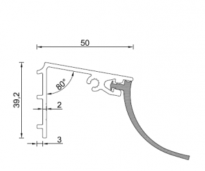 Alternative view of Muuraansluitprofiel aluminium Ral gecoat Zwart - Antraciet - Wit met zwart afsluitrubber