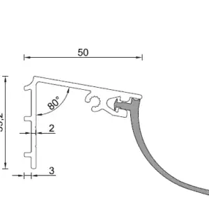 Alternative view of Afsluitrubber EPDM 66 mm muur aansluitprofiel