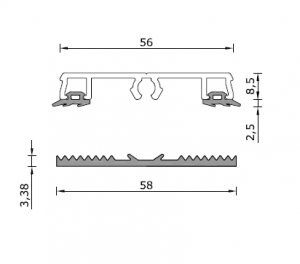 Basisset 1 Oplegrubber met afdekprofel 58mm