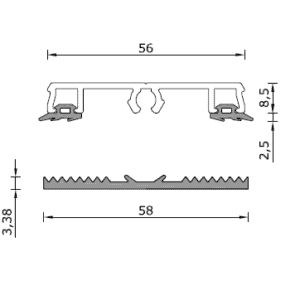 Basisset 1 Oplegrubber met afdekprofel 58mm