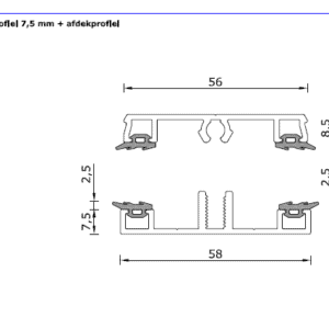 Alternative view of Basisset 2 - 58mm: Onderprofiel + Afdekprofiel