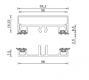 Alternative view of Set 3 - Midden 58mm: Onderprofiel + Afdekprofiel + Sier kliklijst