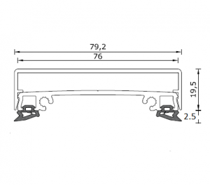 Alternative view of Set 1- Midden profiel 78mm: Oplegrubber + Afdekprofiel + Sierkliklijst + optie eindschotje tbv dubbel of gelaagd glas - Pext