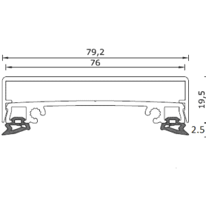 Alternative view of Set 1- Midden profiel 78mm: Oplegrubber + Afdekprofiel + Sierkliklijst + optie eindschotje tbv dubbel of gelaagd glas - Pext