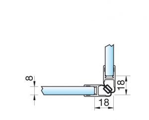 Alternative view of Douchestrip met magneetsluiting in een hoek (90°) voor 6 en 8mm glas
