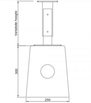 Alternative view of Klemprofiel Betonpoer met stelvoet voor staander, 250 mm hoog