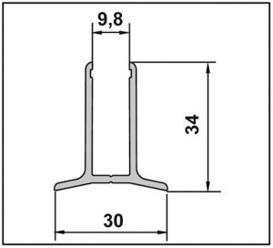 Wandprofiel - aluminium mat voor 6 of 8 mm glas