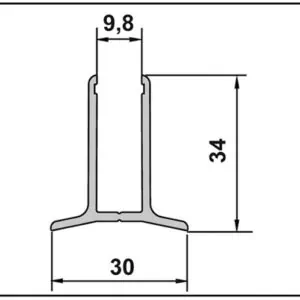 Wandprofiel - aluminium mat voor 8mm glas