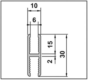 Alternative view of Uitbreiding voor 6mm vast wandpaneel - H profiel