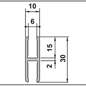 Alternative view of Uitbreiding voor 6mm vast wandpaneel - H profiel