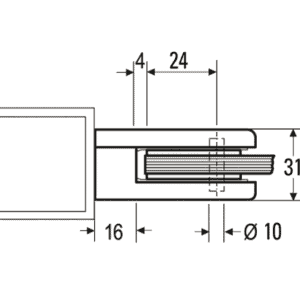 Alternative view of Glasklem 55x55mm per 2 stuks - RVS 316 binnen- en buitentoepassing - vlakke montage