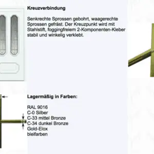 Alternative view of Dubbelglas met HR++ coating met argongas vulling - Kruisroeden Metaalkleur oa. Zwart, Goud/messing, Brons, Lood, Zilver, Wit - 1,1 UgW/m²K