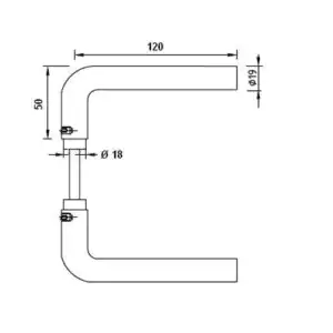 Alternative view of Beslag Deurkruk set Rechte vorm (90°) RVS.