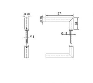Alternative view of Beslag Deurkruk set Rechte vorm (90°) RVS.