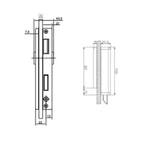 Alternative view of Beslag Middenslot - rechte vorm  RVS