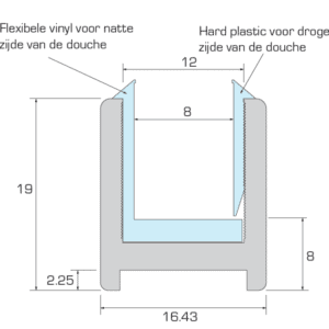 Alternative view of Aluminium U-profiel - glaslijst 8 en 10 mm met transparant inrubberstrip - 240cm