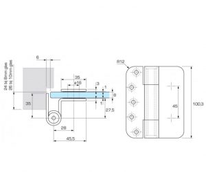 Alternative view of Beslag Stompe deur Scharnier RVS