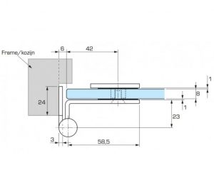 Glasmaatje glas op maat, profielen op maat 39 Alternative view of Beslag Stompe deur Scharnier RVS
