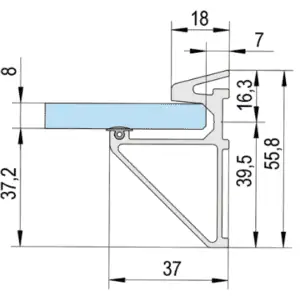 Alternative view of Glasplaatdrager profiel glas 8mm-wand Alu 120cm, 240cm of 500cm
