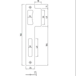 Alternative view of Beslag stompe deur slotplaat RVS