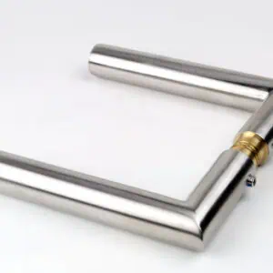 Beslag Deurkruk set Rechte vorm (90°) RVS.