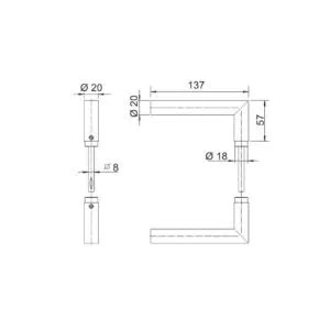 Alternative view of Beslag Deurkruk set Rechte vorm (90°) RVS.