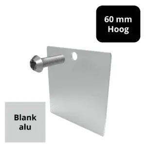 Eindschotje 60 mm – hoog – blank aluminium – inclusief RVS schroef