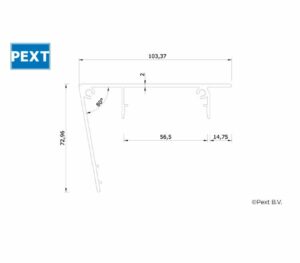 Alternative view of Kliklijst Nokprofiel Lessenaar voor isolatieglas of gelaagd glas