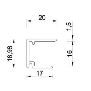 Alternative view of Aluminium U-profiel met druprand 16mm