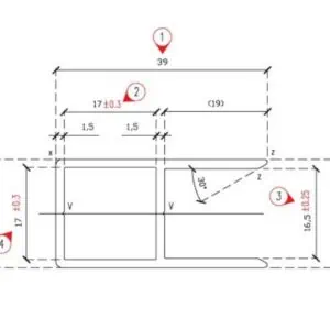 Alternative view of Aluminium koker U-profiel 16mm