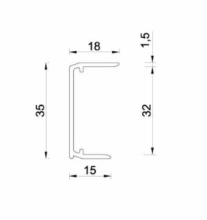 Alternative view of Aluminium U-profiel met druprand 32mm