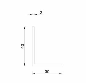 Alternative view of L-profiel 40x30x2mm Alu - glasrand onderkant afwerking