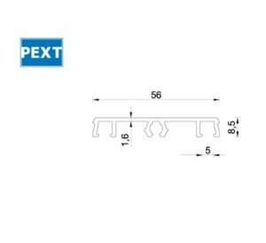 Alternative view of Afdekprofiel Midden 58mm Pext - zonder glasrubbers