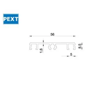 Alternative view of Afdekprofiel Midden 58mm Pext - zonder glasrubbers