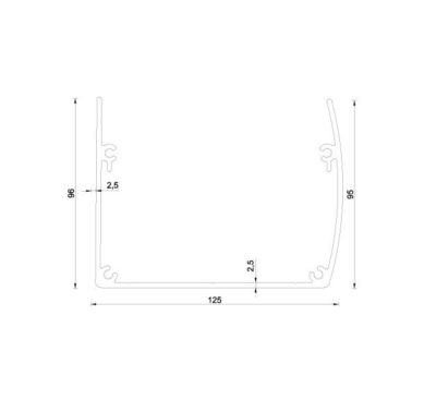 Siergoot aluminium op maat - Model halfrond max. 6060mm RAL 9005, 7016, 9010 - optioneel afvoerset