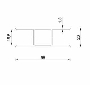 Alternative view of H-profiel aluminium 16 mm - koker 20x20 met dubbele flens